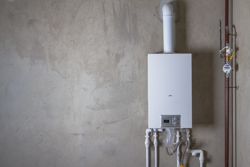 tankless water heater on wall